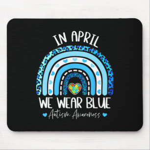 In April We Wear Blues Autism Awareness Month Puzz Mouse Pad