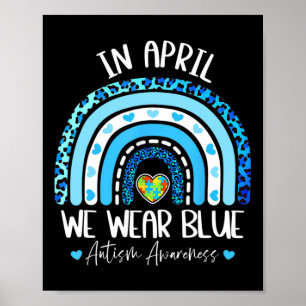 In April We Wear Blues Autism Awareness Month Puzz Poster