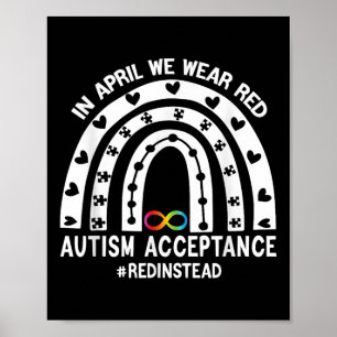 In April We Wear Red Autism Awareness Acceptance R Poster