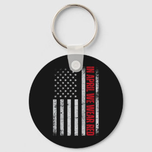 In April We Wear Red Autism Awareness Month Mental Key Ring