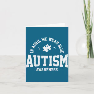 In april wear blue autism awareness autism puzzle card