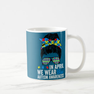 In april wear blue autism awareness messy bun men coffee mug