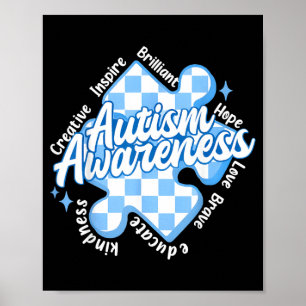 in April Wear Blue for Autism Awareness Month Poster