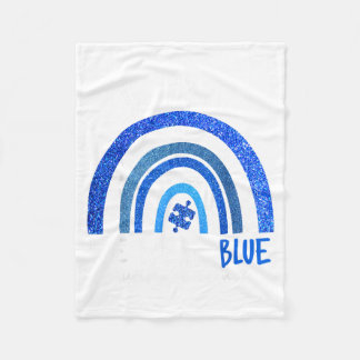 in April Wear Blue Rainbow Autism Awareness Month Fleece Blanket