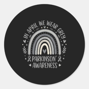 In april wear grey boho rainbow parkinson's classic round sticker