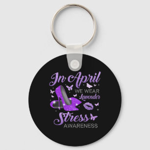 In April Wear Lavender High Heels Stress Awareness Key Ring