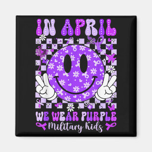 In april wear purple for military smile face women magnet