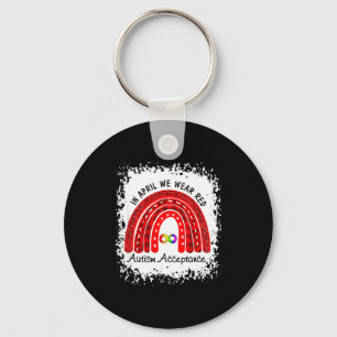 In April Wear Red Instead Autism-acceptance Key Ring