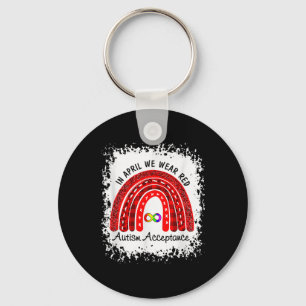 In April Wear Red Instead Autism-acceptance Key Ring