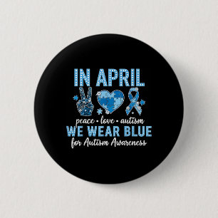 in April Weear Blue Autism Awareness Month Puzzle 6 Cm Round Badge