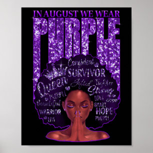 In August We Wear Purple Black Woman Afro Overdose Poster