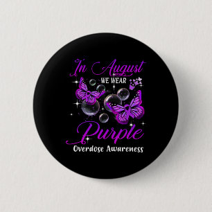 In August We Wear Purple Butterfly Overdose Awaren 6 Cm Round Badge