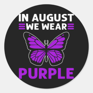 In August We Wear Purple. Overdose Awareness Classic Round Sticker