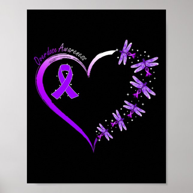 In August We Wear Purple Overdose Awareness Dragon Poster (Front)