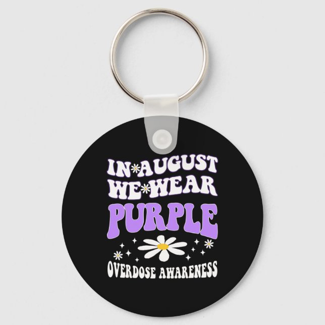 In August We Wear Purple Overdose Awareness Rainbo Key Ring (Front)
