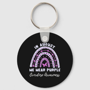 In August We Wear Purple Overdose Awareness Rainbo Key Ring