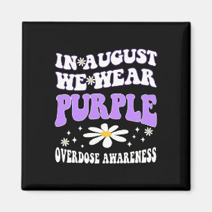 In August We Wear Purple Overdose Awareness Rainbo Magnet