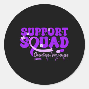 In August We Wear Purple Overdose Awareness Ribbon Classic Round Sticker