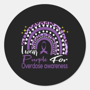 In August We Wear Purple Rainbow Overdose Awarenes Classic Round Sticker