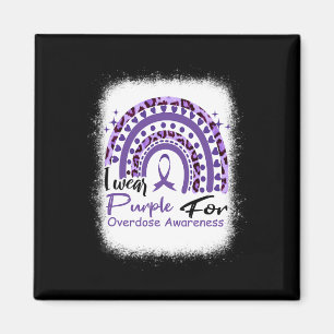 In August We Wear Purple Rainbow Overdose Awarenes Magnet