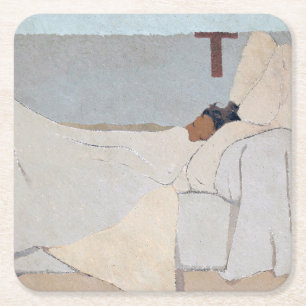 In Bed, Edouard Vuillard Square Paper Coaster