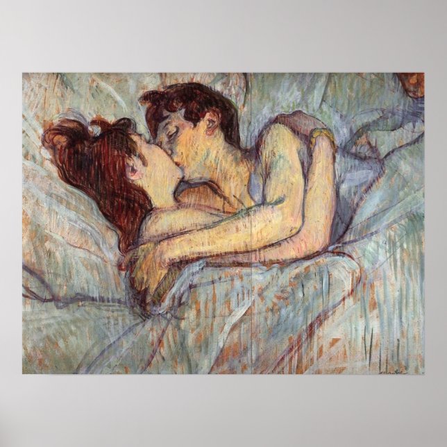In Bed - The Kiss By Henri De Toulouse Poster (Front)
