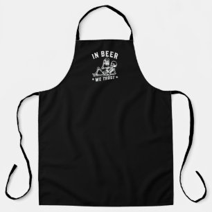In beer we trust chilling skeleton Beer Pong Apron