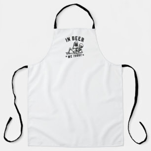 In beer we trust chilling skeleton Beer Pong Apron