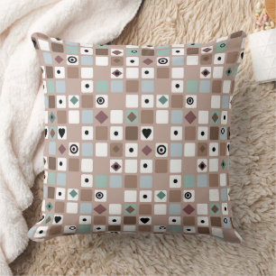 In beige turquoise tones geometric pattern cushion