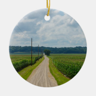 In Between Corn Fields Ceramic Ornament