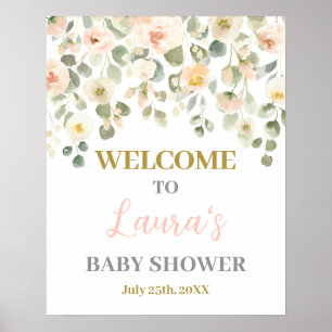 In Bloom Blush Baby Shower Welcome sign