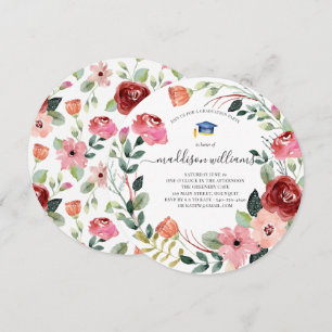 In Bloom Blush Floral Graduation Party Invitation