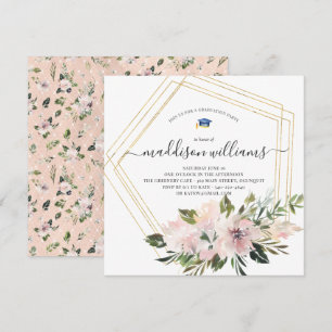 In Bloom Blush Floral Graduation Party Invitation