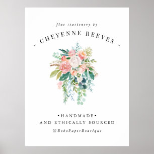 In Bloom Blush Vintage Floral Logo Poster