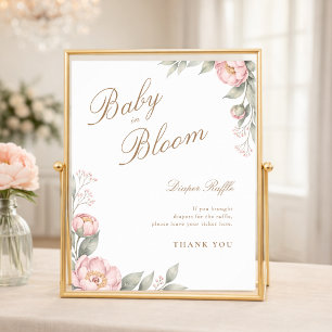 In Bloom Girl Reveal Baby Shower Diaper Raffle Poster