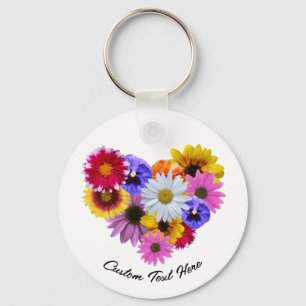 In Bloom - Heart Shaped Floral Bouquet Key Ring