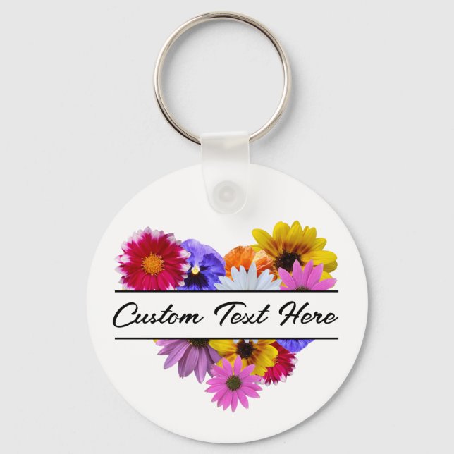 In Bloom - Heart shaped Floral Key Ring (Front)