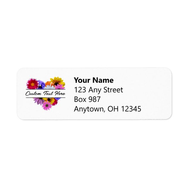 In Bloom - Heart shaped Floral Return Address Label (Front)