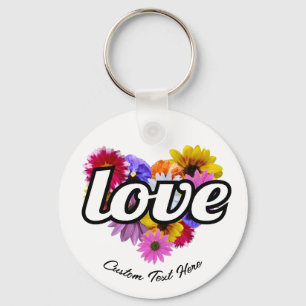 In Bloom - Love Heart Shaped Floral Bouquet Key Ring