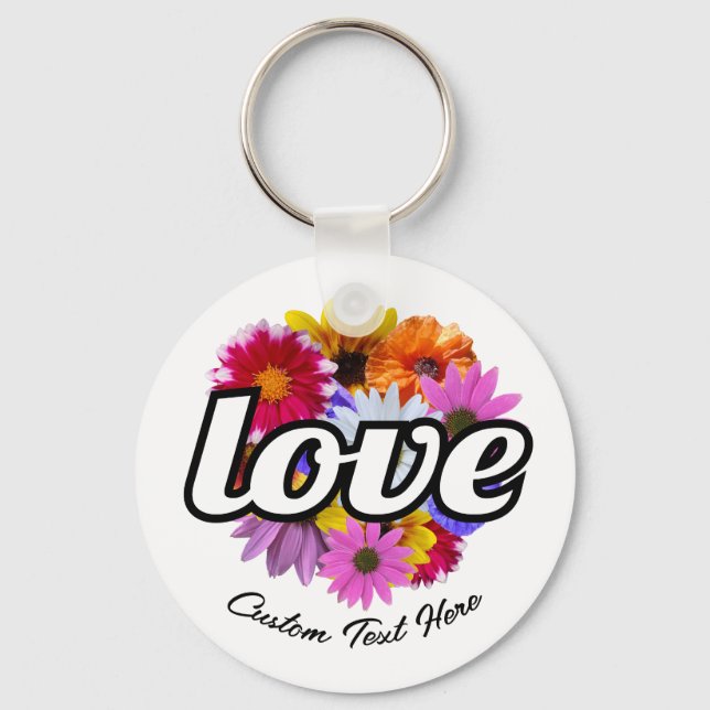 In Bloom - Love with Round Floral Bouquet Key Ring (Front)
