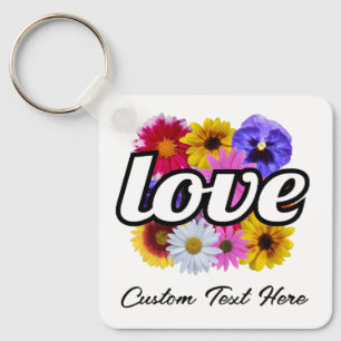In Bloom - Love with Square Floral Bouquet Key Ring