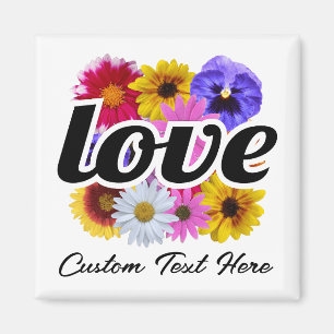 In Bloom - Love with Square Floral Bouquet Magnet