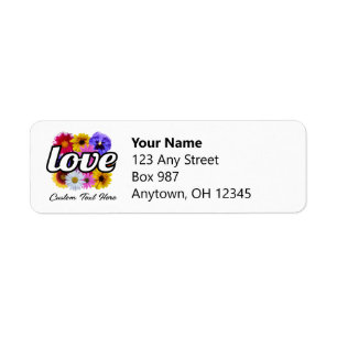 In Bloom - Love with Square Floral Bouquet Return Address Label