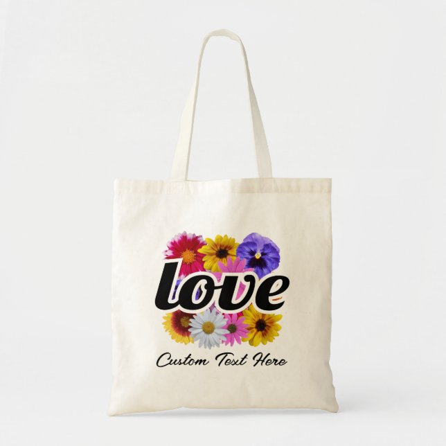 In Bloom - Love with Square Floral Bouquet Tote Bag (Front)