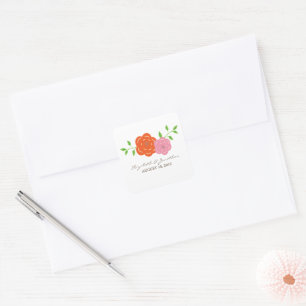 In Bloom Orange Pink Floral Wedding Stickers