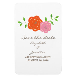 In Bloom Orange Pink Save the Date Flexi Magnet