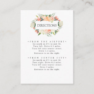 In Bloom Peach Pink Flowers WEDDING Directions Enclosure Card