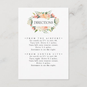 In Bloom   Peach Pink Flowers WEDDING Directions  Enclosure Card