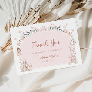 In Bloom Pink Bow Floral Baby Shower Thank You Enclosure Card