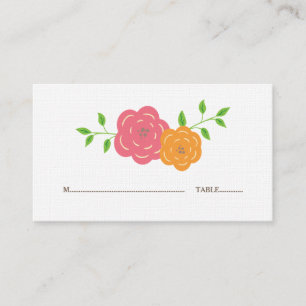 In Bloom Red Orange Floral Place Cards
